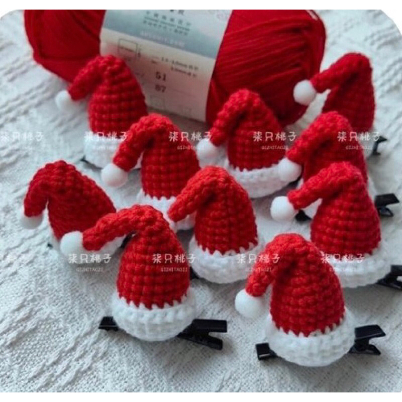 Kẹp tóc len mũ noel (handmade 100%)