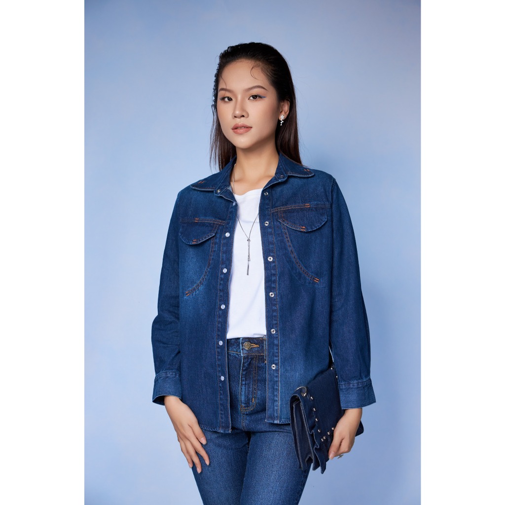 Áo Sơ Mi Denim Dáng Rộng. Wide Denim Shirt - 222WD2034F2970