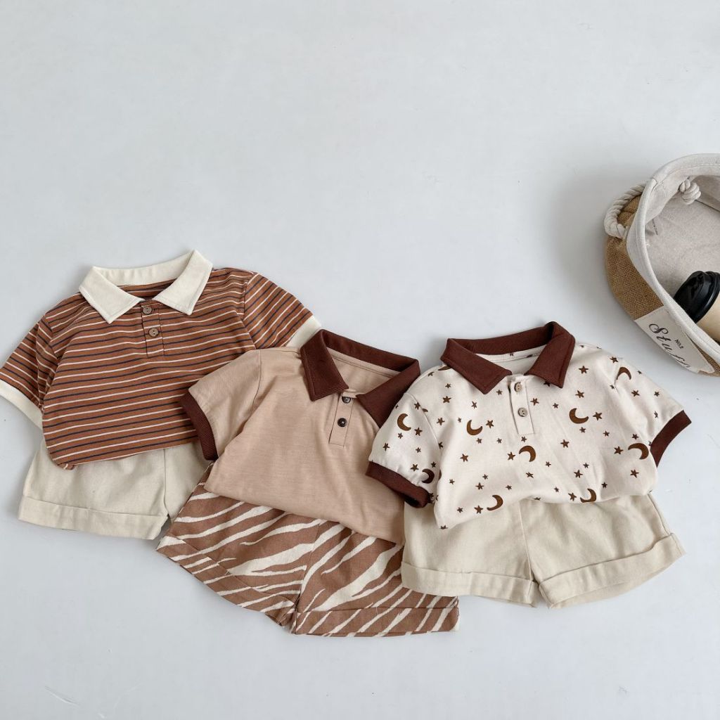 Set bộ polo bé trai chất liệu cotton mềm mịn nhiều họa tiết, bé mặc đi học đi chơi, ở nhà Bebukids SB1775