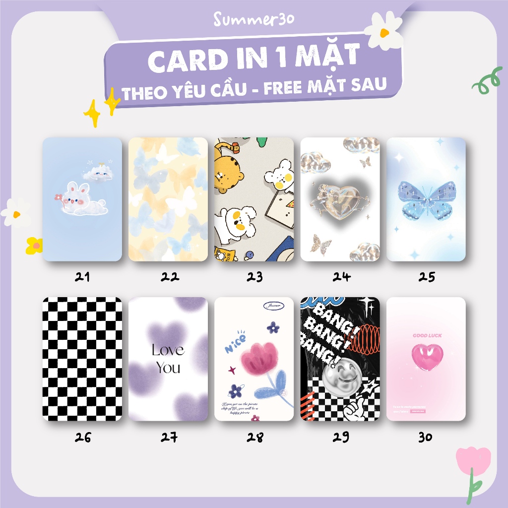 Phần B - SET 10 CARD BO GÓC 1 MẶT IN SẴN MẶT SAU in ảnh gia đình, làm quà tặng, ảnh Kpop, anime