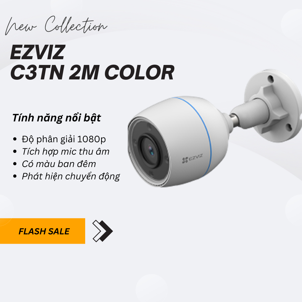 [Mã ELEZ10 giảm 10% đơn 800K] Camera ip wifi ngoài trời EZVIZ c3tn 2m color/ h3c Color EZVIZ WiFi 2MP 1080P có màu