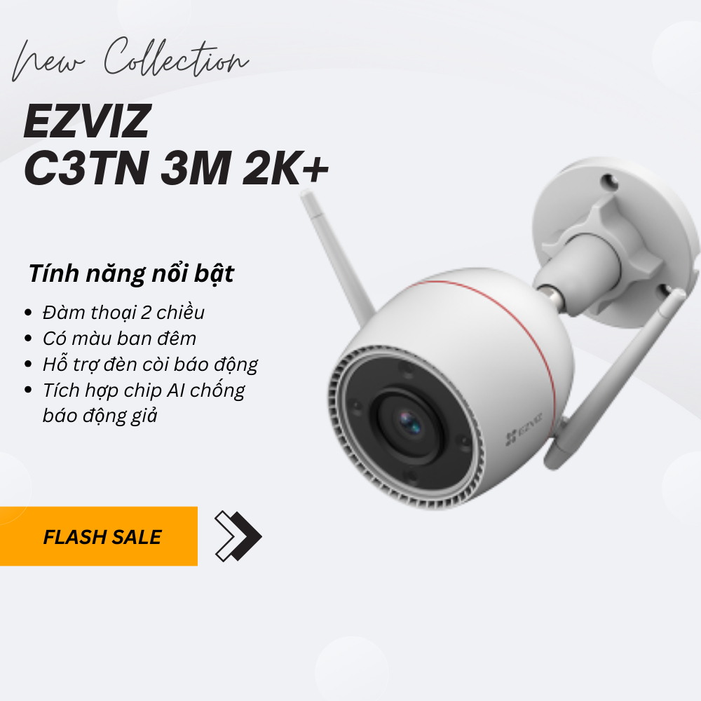 camera wifi ezviz c3tn out pro 3M 2k Quad HD ban đêm có màu báo động còi hú ghi âm