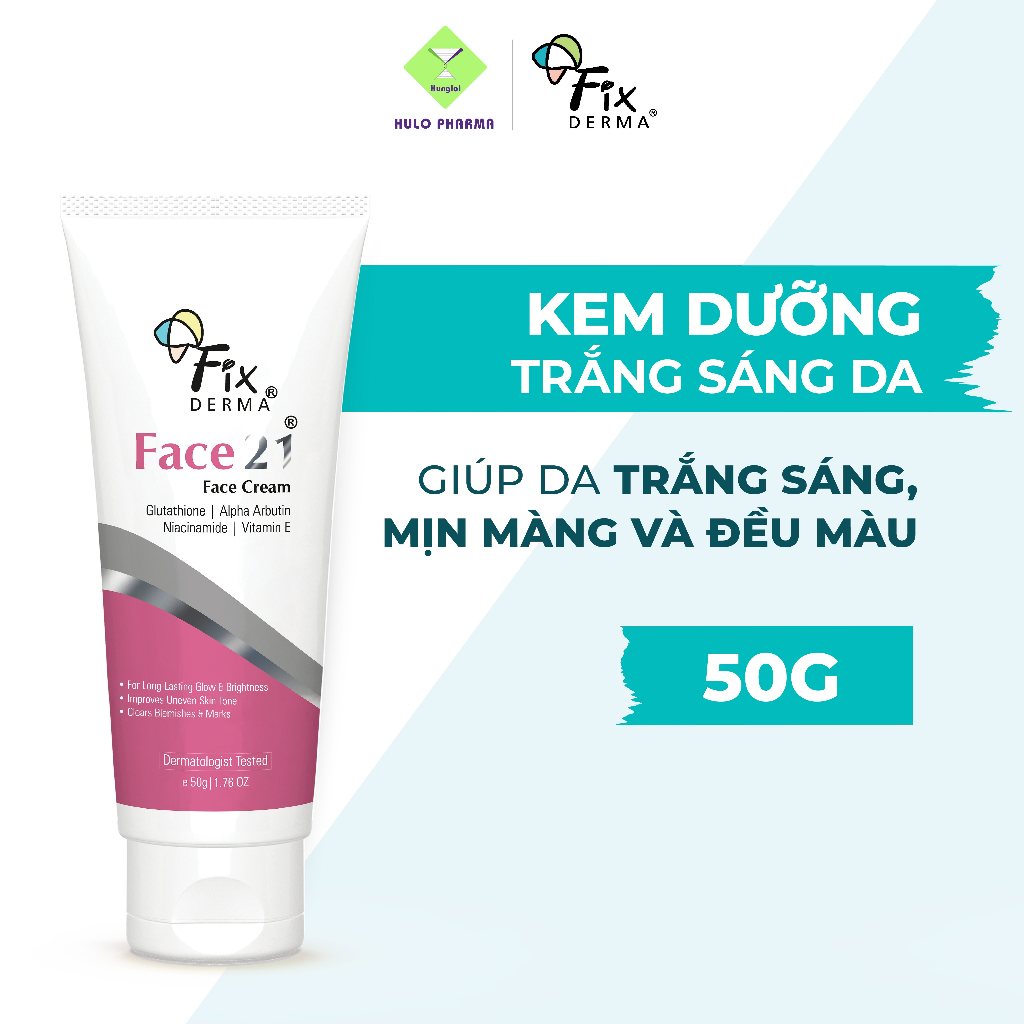 Kem Dưỡng Trắng Sáng Da Fixderma Face21 Face Cream Giúp Dưỡng Ẩm, Làm Trắng Và Đều Màu 50g - Hùng Lợi