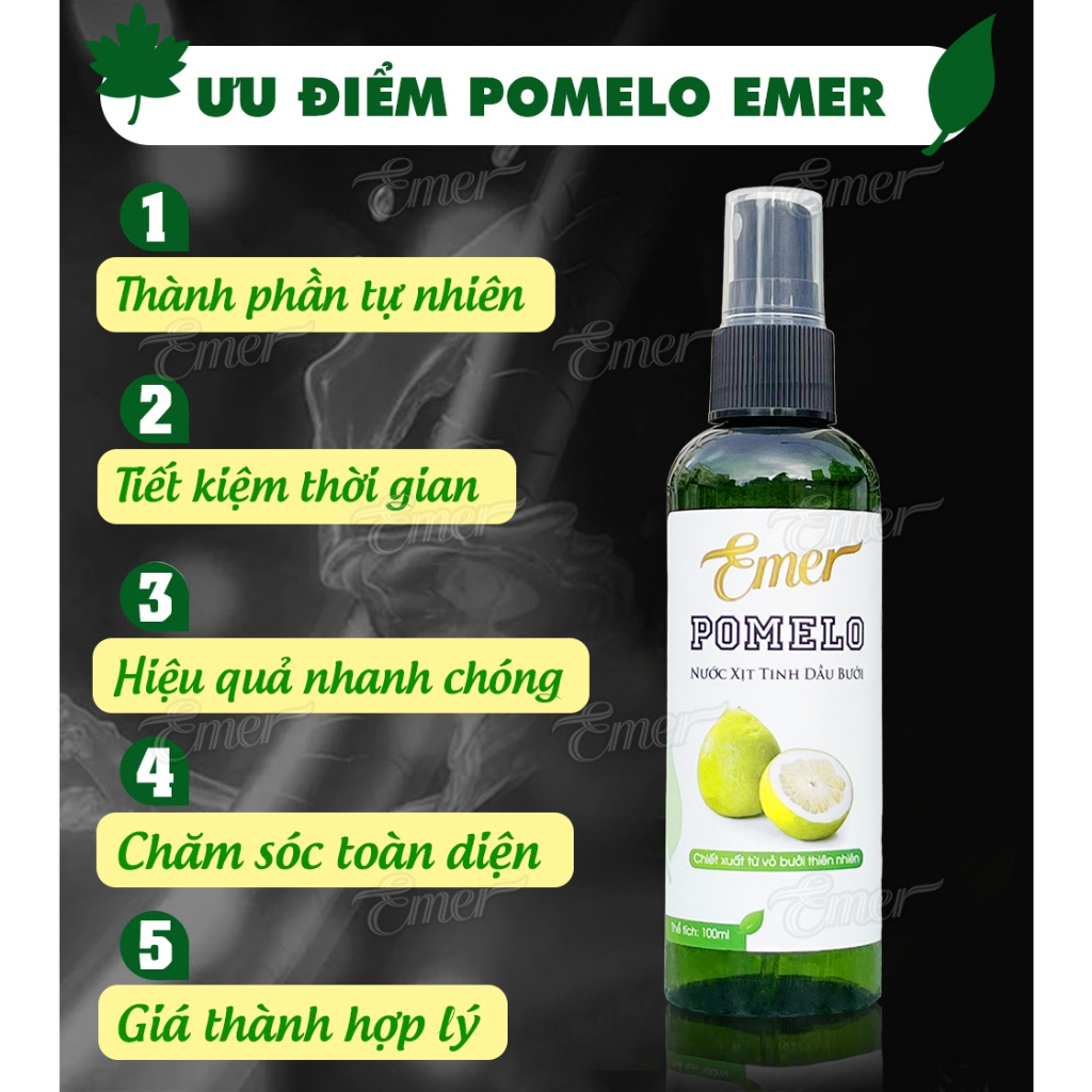 Tinh dầu bưởi mọc tóc pomelo EMER Garin 100ml xịt dưỡng tóc, kích mọc tóc nhanh, giảm rụng cho mái tóc dày và dài hơn