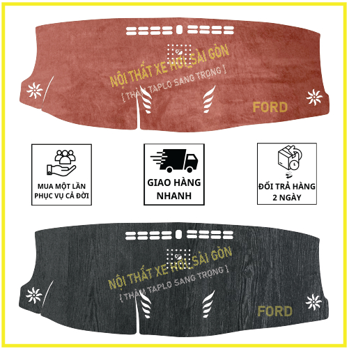 Thảm taplo xe Ford Everest 2004 đến 2023, thảm taplo che nắng da carbon, nhung cao cấp