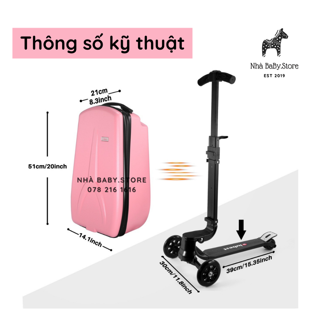 Vali 2in1 Xe Scooter IUBEST cao cấp dòng trẻ em 22L