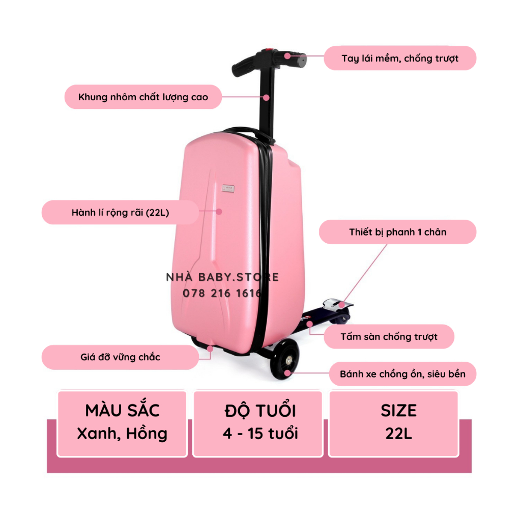 Vali 2in1 Xe Scooter IUBEST cao cấp dòng trẻ em 22L