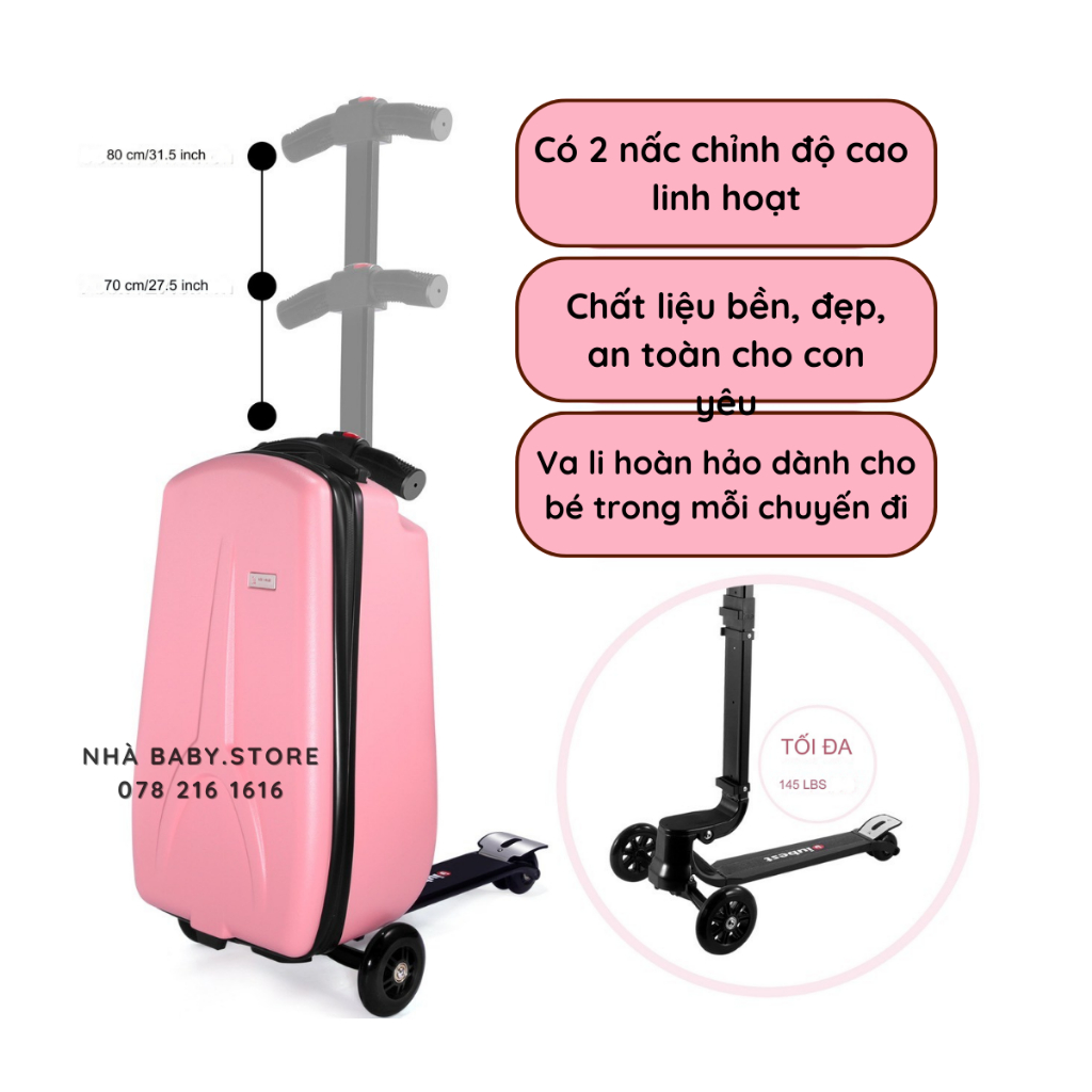 Vali 2in1 Xe Scooter IUBEST cao cấp dòng trẻ em 22L