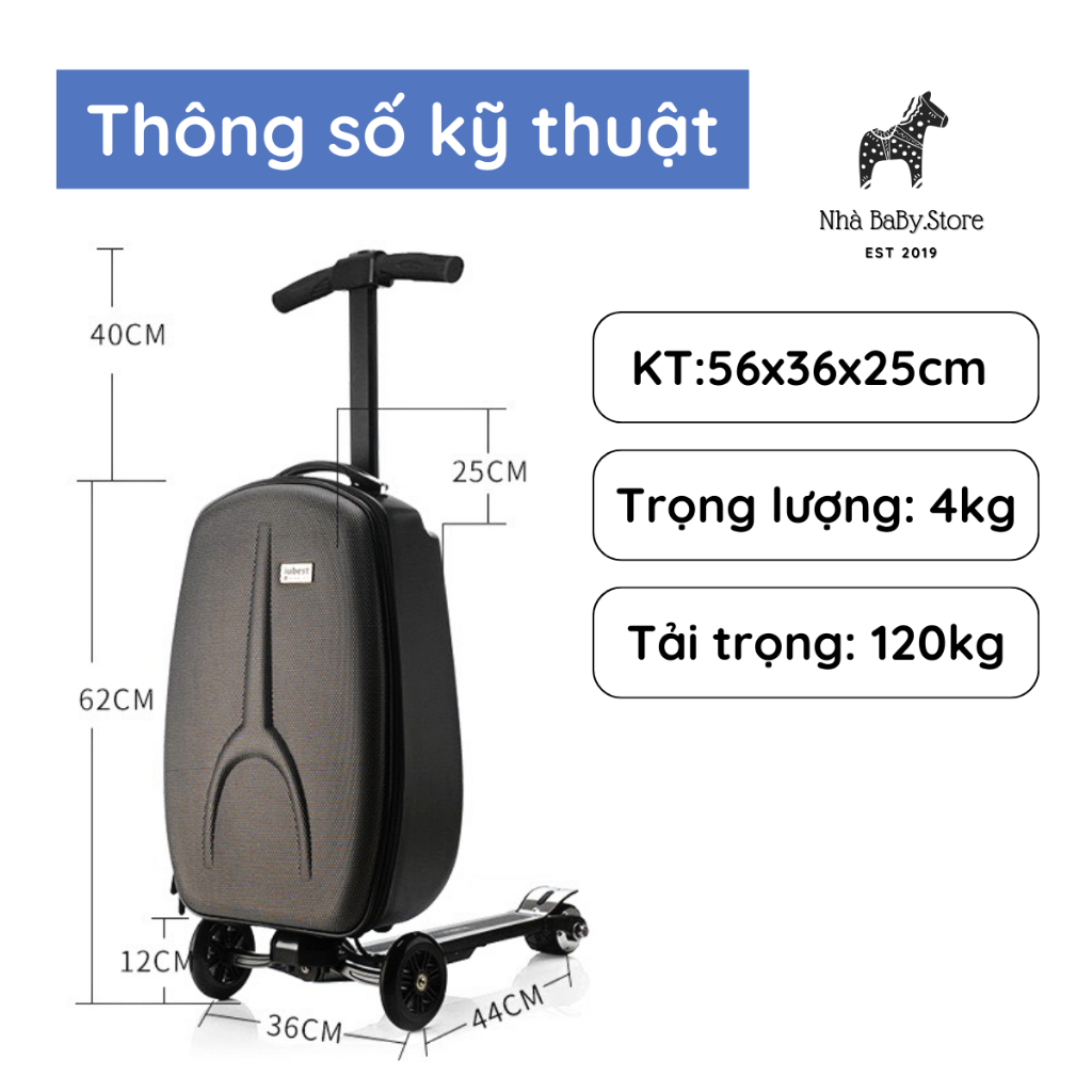 Vali Xe Scooter IUBEST dành cho người lớn - Vali 2in1 xe scooter cao cấp 2023