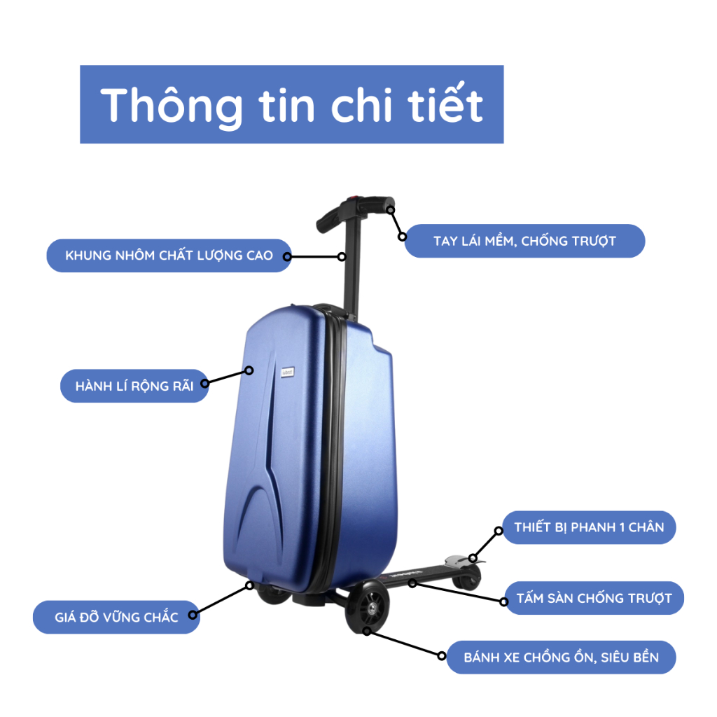 Vali Xe Scooter IUBEST dành cho người lớn - Vali 2in1 xe scooter cao cấp 2023