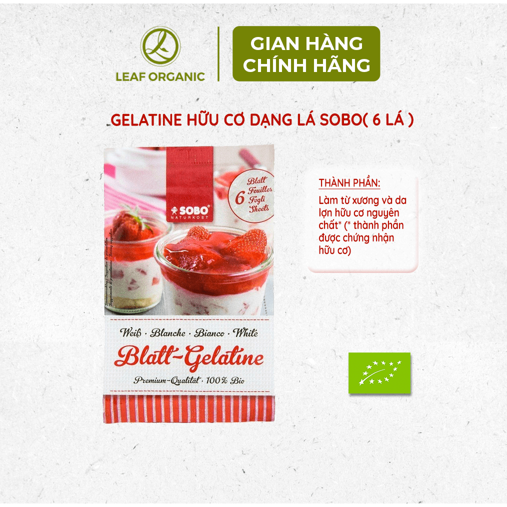 Gelatine hữu cơ Sobo 10g dạng bột/lá