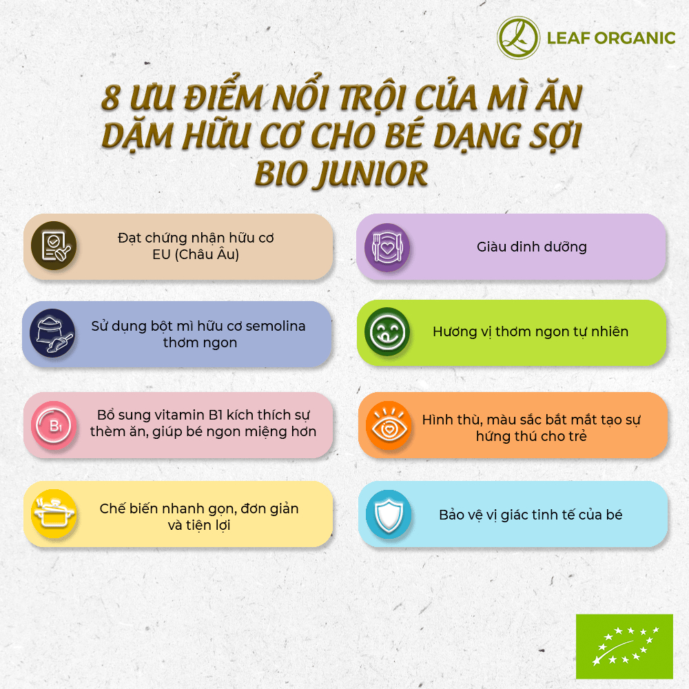 Mì ăn dặm hữu cơ cho bé dạng sợi Bio Junior 200g