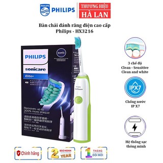 [BH 2 NĂM] Bàn chải đánh răng điện Philips HX3216, 3 chế độ làm việc: Clean, Sensitive, Clean and white - HÀNG NHẬP KHẨU