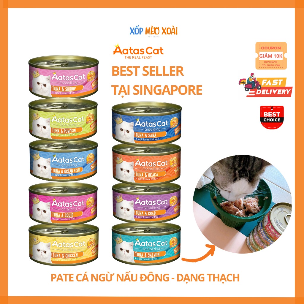 Pate AATAS CAT Cá Ngừ Tươi/ Thăn Cá Ngừ Và Gà Dành Cho Mèo – BEST SELLERS tại Singapore Hỗ Trợ Sức Khỏe Mèo 80G