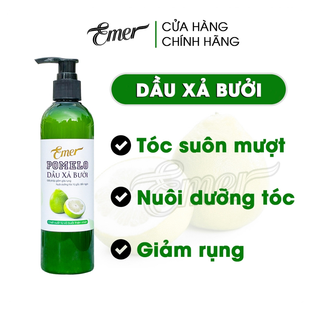 Dầu xả bưởi suôn mượt tóc pomelo EMER Garin 300ml dưỡng tóc kích mọc tóc giảm rụng cho mái tóc chắc khỏe và suôn mượt