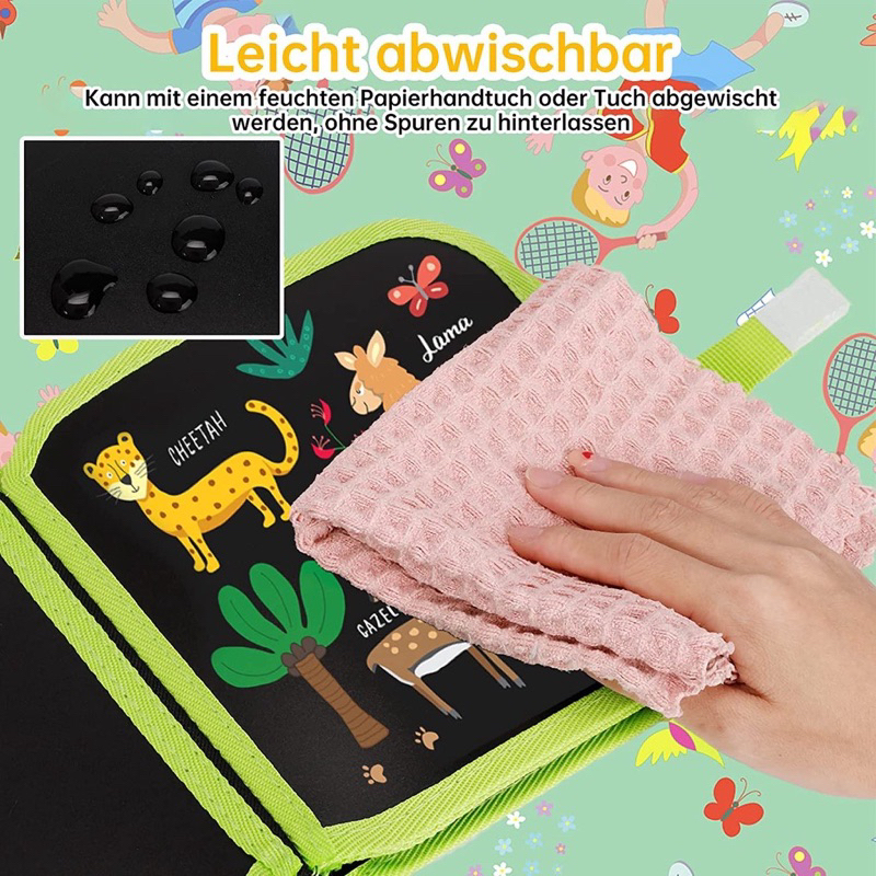 Đồ Chơi sách vẽ, tập vẽ, sổ vẽ tô màu tự xóa graffiti phát sáng chất tiệu PP bọc vải TẶNG KÈM BÚT - Metis