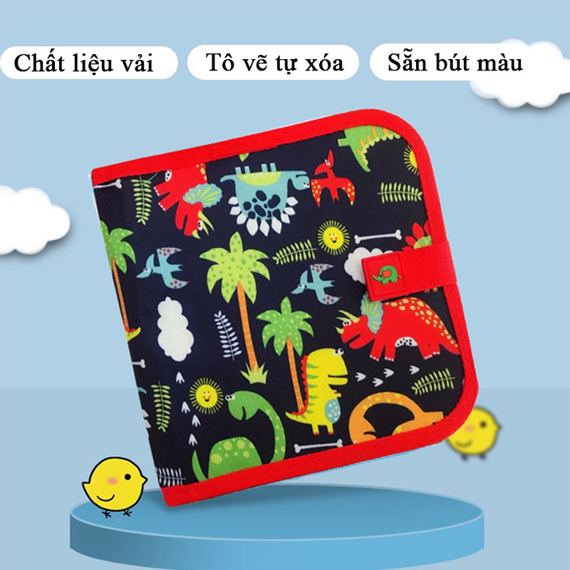 Đồ Chơi sách vẽ, tập vẽ, sổ vẽ tô màu tự xóa graffiti phát sáng chất tiệu PP bọc vải TẶNG KÈM BÚT - Metis