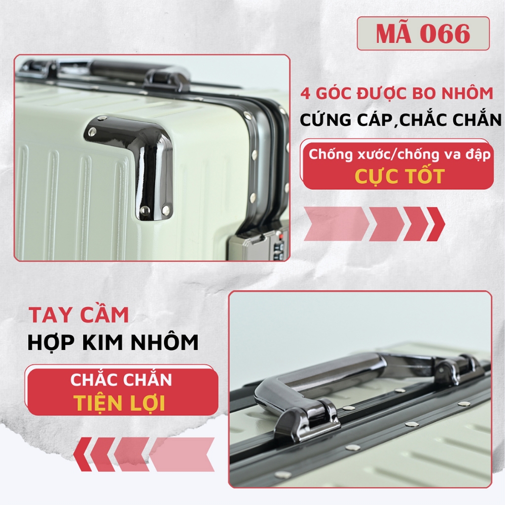 Vali du lịch Kingsun vali khung nhôm khóa sập size 20/24 cao cấp KS051/066 bo góc kim loại chống va đập cực tốt
