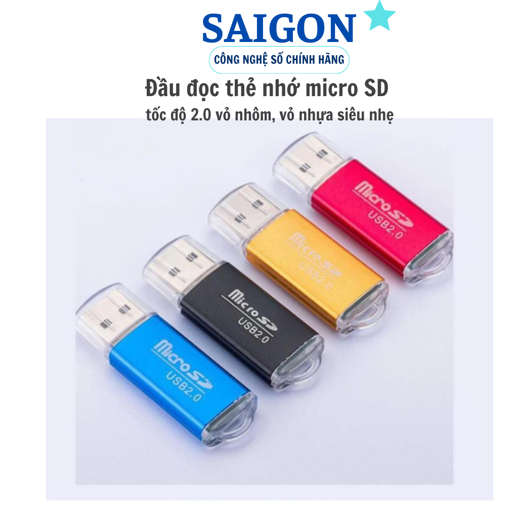 Đầu đọc thẻ nhớ micro SD tốc độ cao 2.0, vỏ nhôm, vỏ nhựa siêu nhẹ