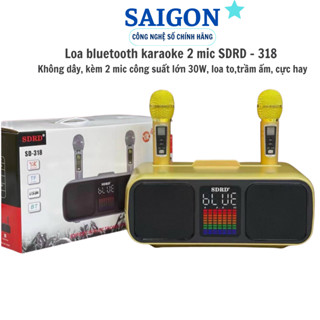 Loa karaoke bluetooth SD 306plus, SD 318, loa karaoke mini di động hát âm lớn,Tặng kèm 2 mic không dây, loa hát karaoke