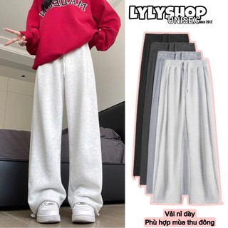  Quần ống rộng vải nỉ mịn Lylyshop Unisex Form rộng dành cho cả nam nữ chất liệu vải nỉ mịn lì thấm hút mồ hôi tốt 