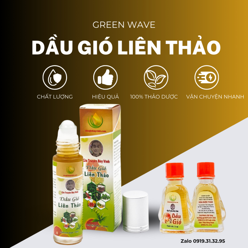 Dầu Gió Liên Thảo Chai 10ml Mang Tinh Dầu Bưởi Chanh