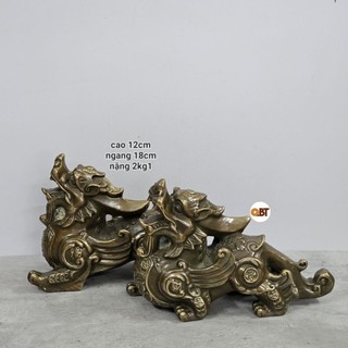 Cặp Tỳ Hưu Sừng lớn bằng đồng phong thủy - Tỳ Hưu đồng