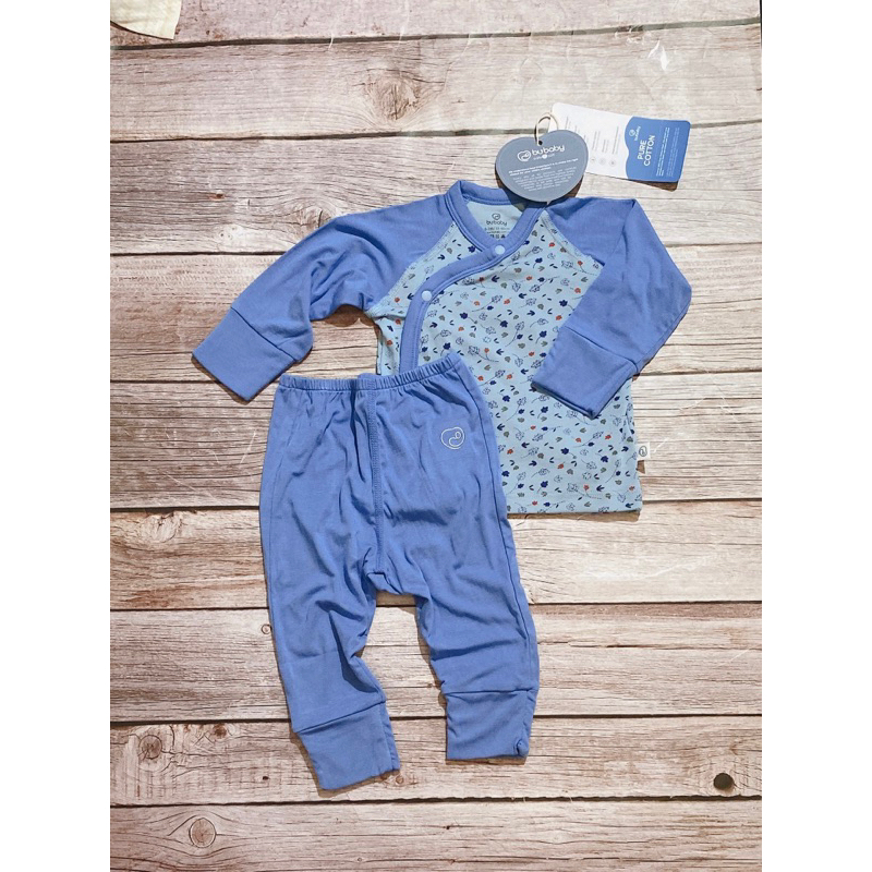Bộ sơ sinh dài tay cài chéo 0-6 tháng - chất bambo - Bu Siro - Bu sơ sinh newborn 2023