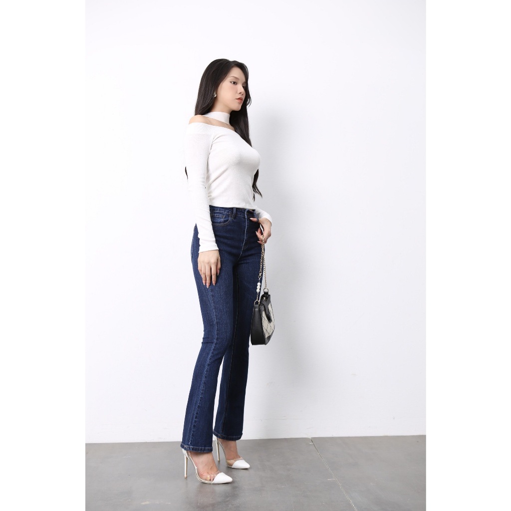 Quần jean ống loe basic dáng dài lưng cao dài trùm gót CP45, CT JEANS