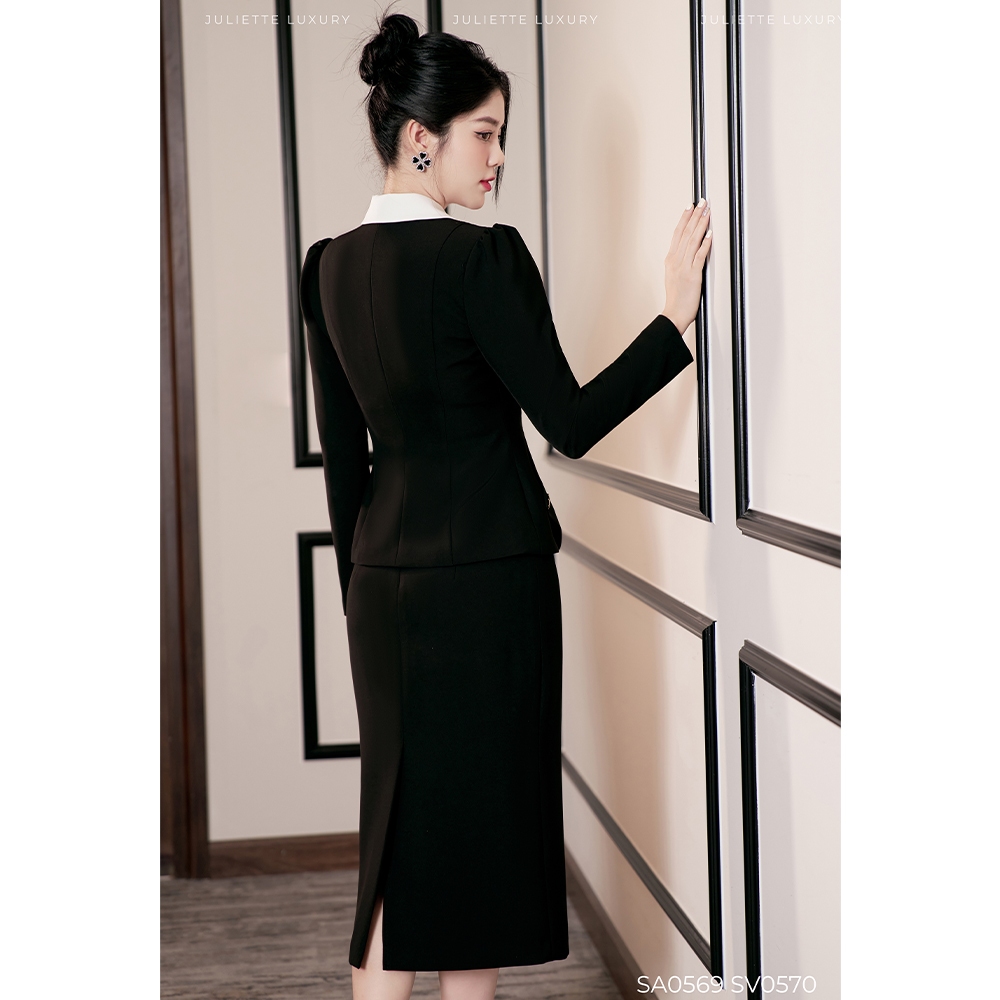 Áo kiểu Peplum nữ tay dài, chân váy dài ôm sát thương hiệu IFY DESIGN - A0569 V0570