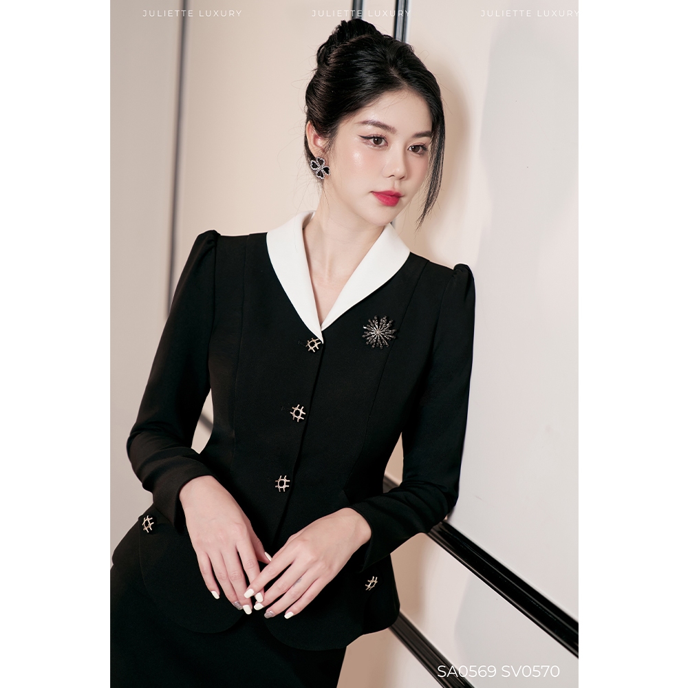 Áo kiểu Peplum nữ tay dài, chân váy dài ôm sát thương hiệu IFY DESIGN - A0569 V0570