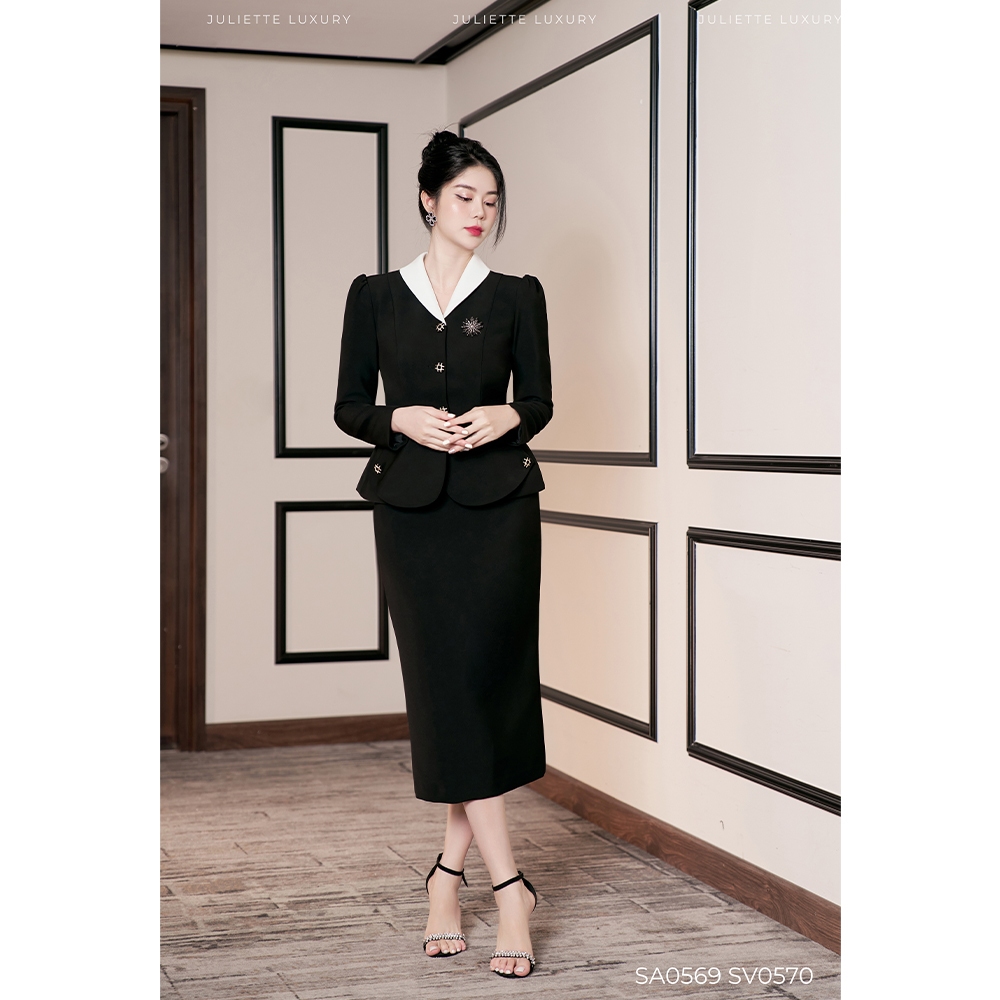 Áo kiểu Peplum nữ tay dài, chân váy dài ôm sát thương hiệu IFY DESIGN - A0569 V0570