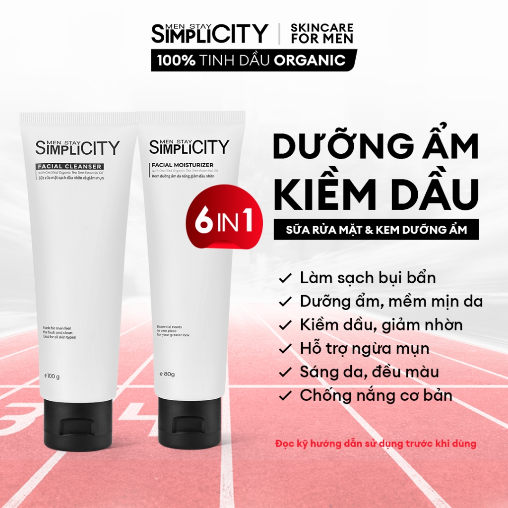 Bộ sản phẩm chăm sóc da làm sạch & bảo vệ toàn diện cho nam Men Stay Simplicity Starter Duo: Sữa rửa mặt x Kem dưỡng ẩm