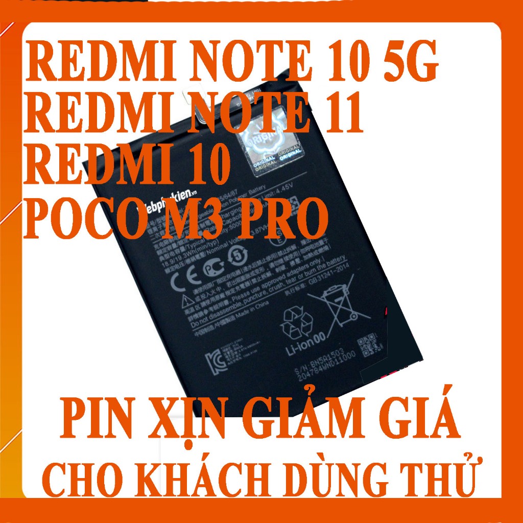 Pin Scud cho Xiaomi Redmi 10/Note 10/Note 11/Poco M3 Pro/Pocophone M3 Pro mã BN5A dung lượng 5000mAh