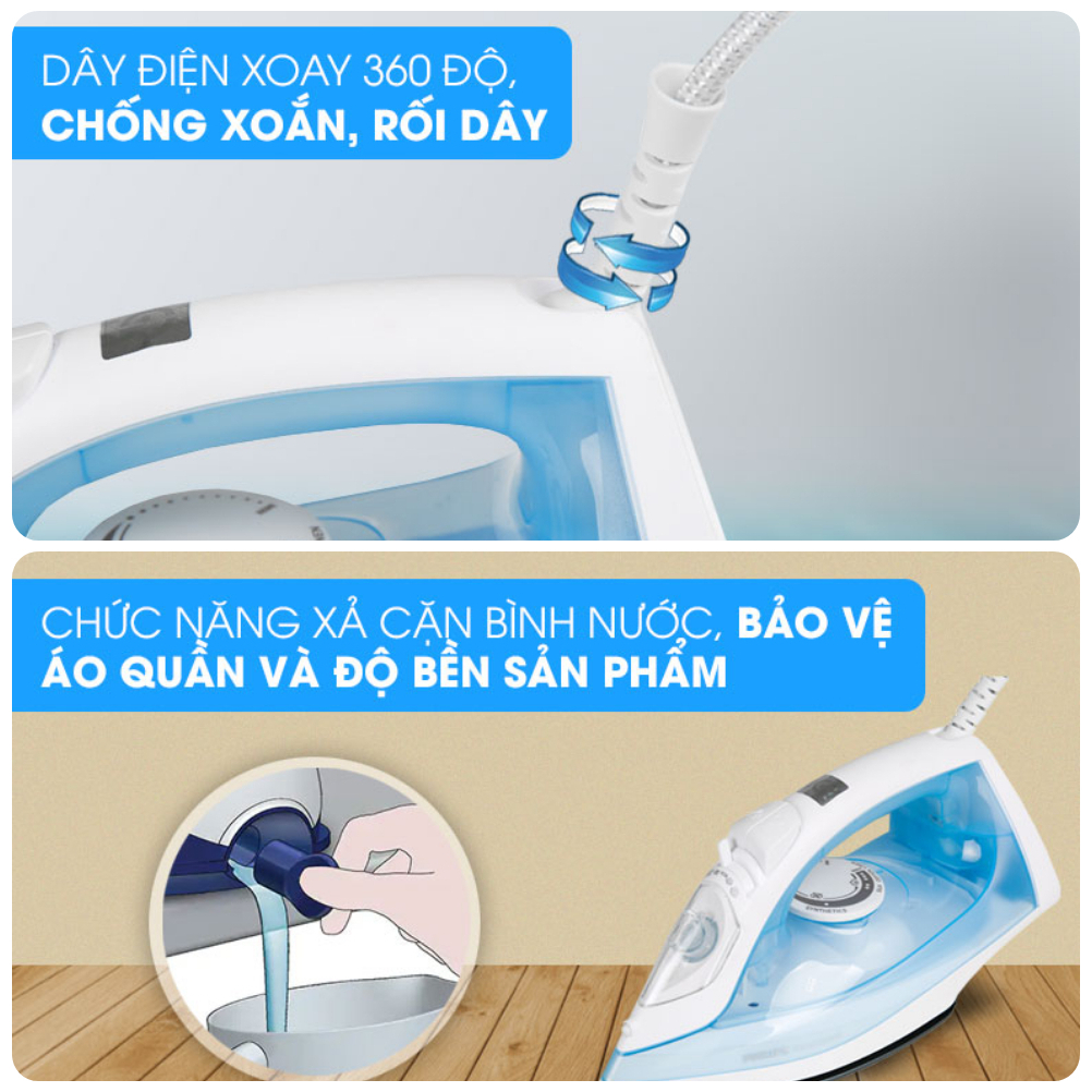 Bàn Ủi Hơi Nước Philips GC1740/20, Công Suất 2000W, Hàng Chính Hãng