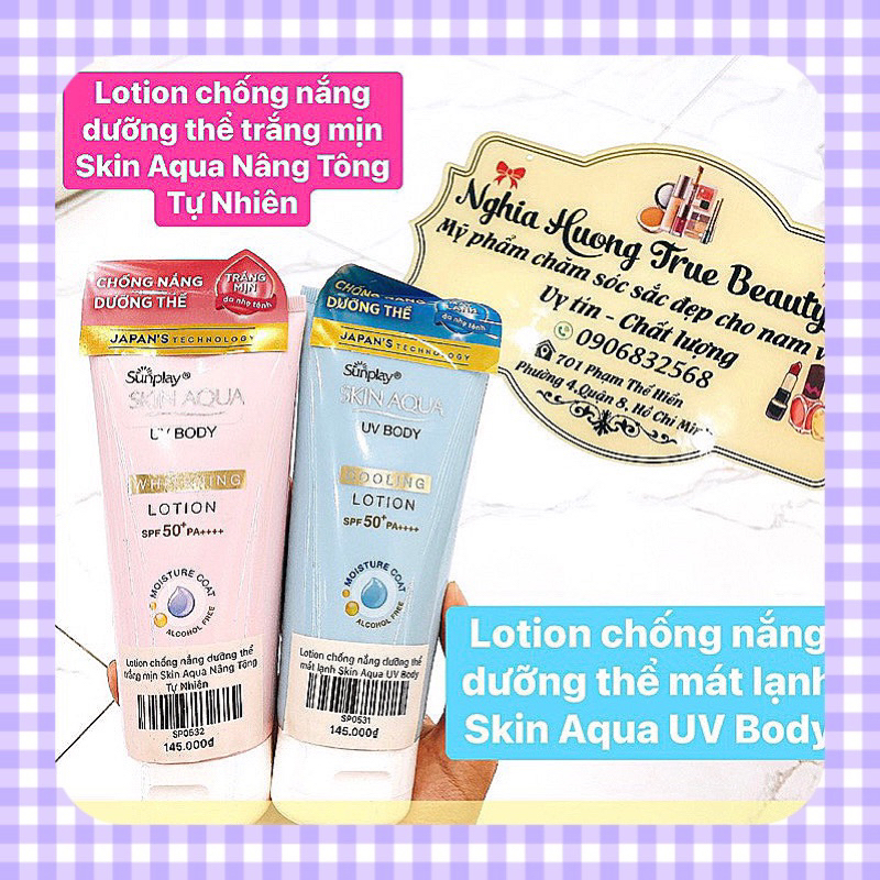 Kem Chống Nắng Dưỡng Thể Sunplay Skin Aqua Uv Body Lotion (150g) Hồng trắng mịn nâng tông/ Xanh mát lạnh