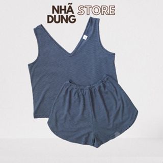 <A11> Đồ bộ nữ mặc nhà sát nách sọc ngang vải thun cotton co giãn 4 chiều kiểu dáng dễ thương Nhã Dung Store 2 dưới 65kg