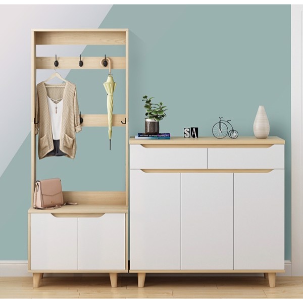 Set Tủ Giày Cao Cấp Kết Hợp Ghế Ngồi + Móc Đồ TG-K64