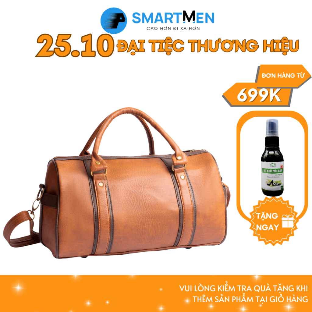 Túi trống du lịch da bò cao cấp SMARTMEN TDA-18 màu Da Bò