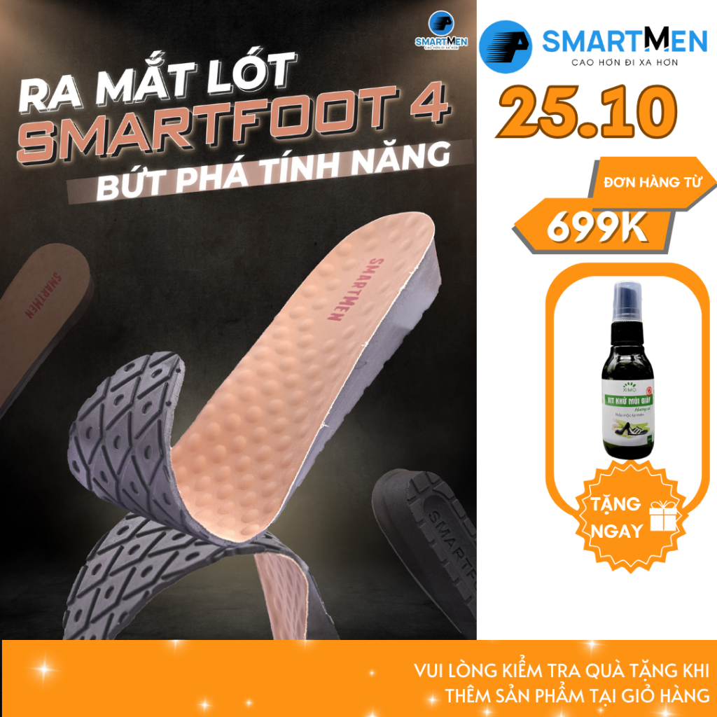 Lót giày SMARTMEN SMARTFOOT Thế hệ 4 Hỗ trợ tăng chiều cao