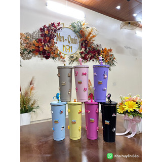 Ly Giữ Nhiệt Trơn 750ml tặng Charm gắn TOY ,ống hút,cọ rửa ống hút,nút bịt chống tràn,túi trong,nút bịt ống hútn