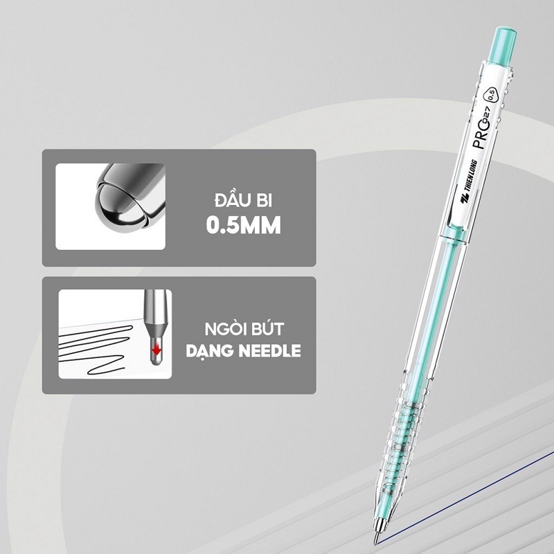 Bút bi màu pastel PRO 027 Thiên Long TL-105 mực xanh / Bút TL105 ngòi 0.5mm có ruột BPR-015 thay thế