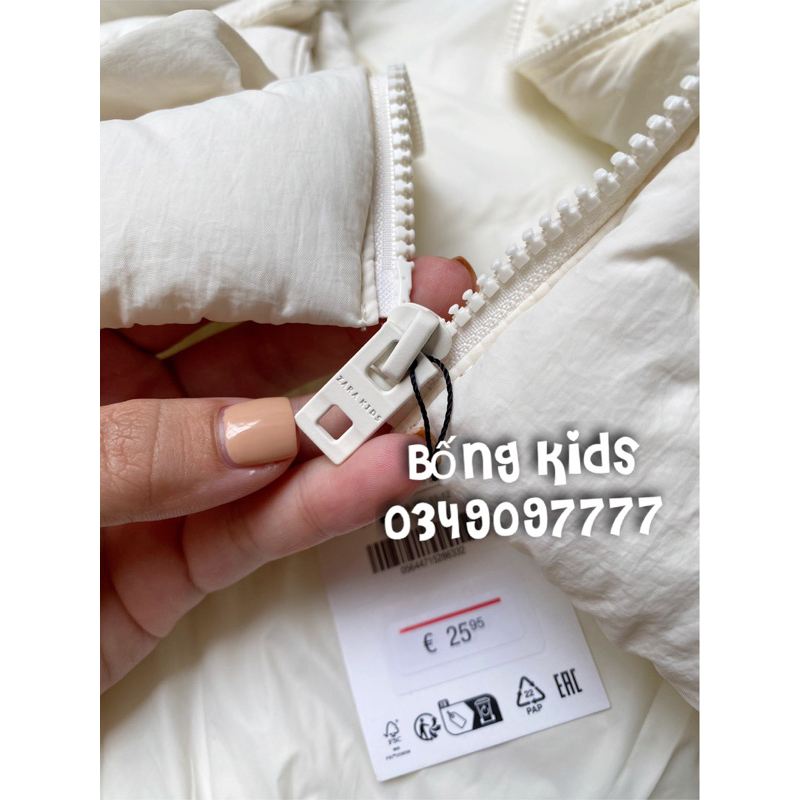 Áo Gile Phao Hood Bé Gái Trắng Dáng Dài ZR