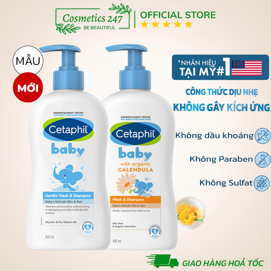 Sữa tắm gội Cetaphil cho bé - Cetaphil Baby Wash & Shampoo with Organic Calendula 400ml