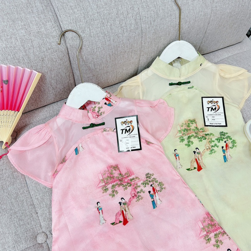 Váy đầm sườn sám cho bé
