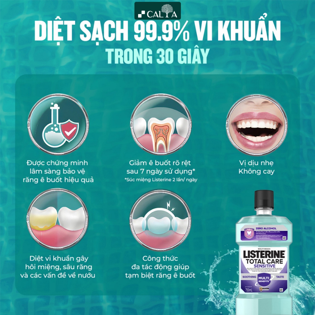 Nước Súc Miệng Listerine Giảm Ê Buốt Răng, Dành Cho Răng Nhạy Cảm - Listerine Total Care Sensitive 250ml/750ml