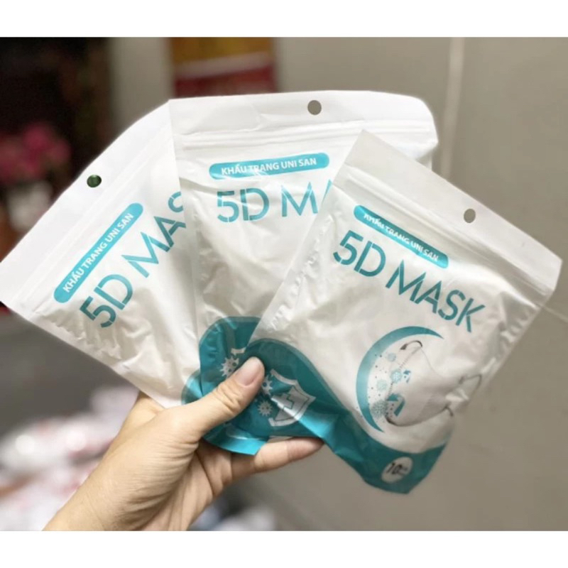 combo khẩu trang 5D unisan 2 gói 20 chiếc màu trắng