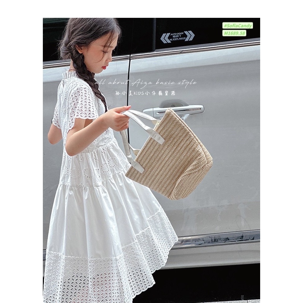 Đầm trắng thêu bé gái. Đầm trắng bé gái. Đầm trắng bé gái đi tiệc. Đầm thôi nôi. Váy trắng bé gái. D823249