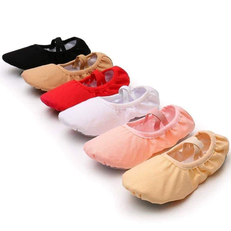 Giày múa bale đế mềm màu trắng/đen/hồng da cho bé gái và bé trai sẵn HCM (size 26-30)