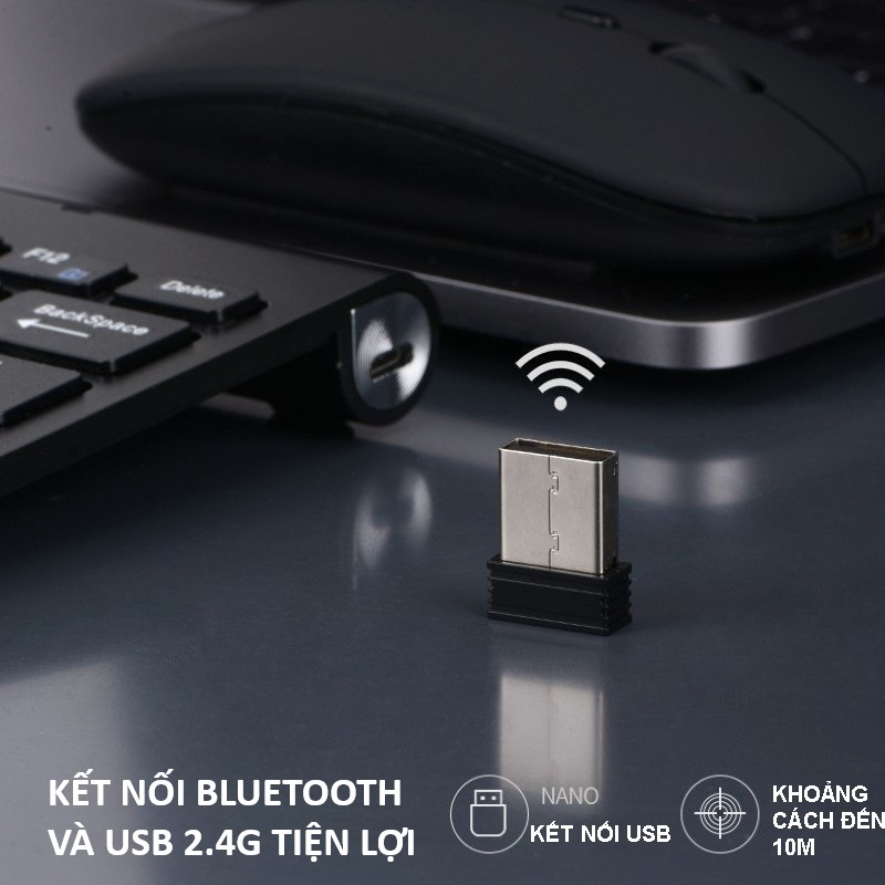 Bàn phím không dây mini W201S - đa kết nối bluetooth 5.0 + 3.0 + Usb wireless 2.4G